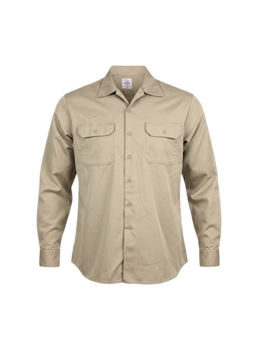 Open Trails Mens Khaki Long Sleeve Button Up Shirt Large